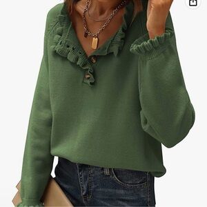 BTFBM Olive Green Ruffled Sweater